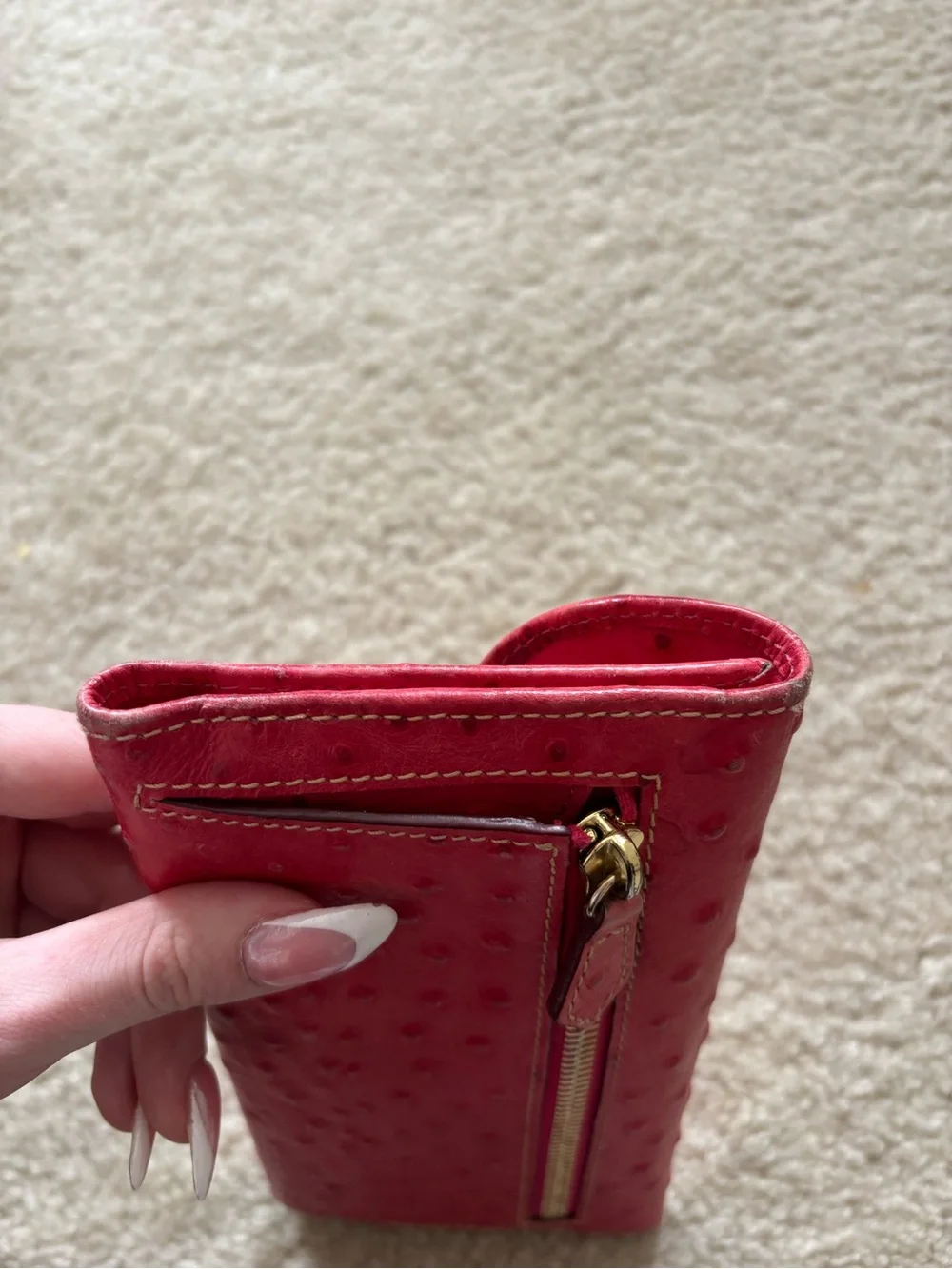 Dooney & Bourke Pink Ostrich-Embossed Leather Wallet